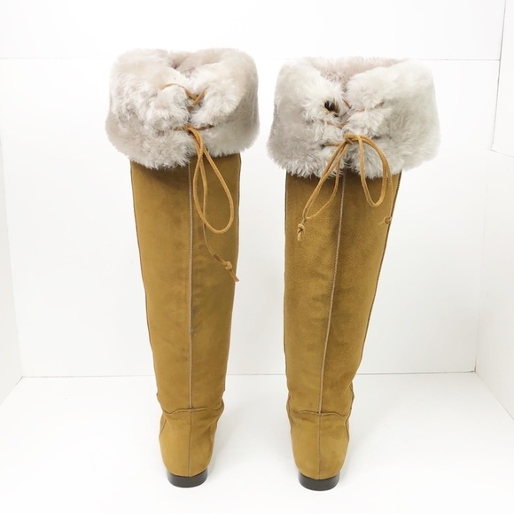 MANOLO Blahnik Italian suede fur top tan boots - Picture 3 of 17